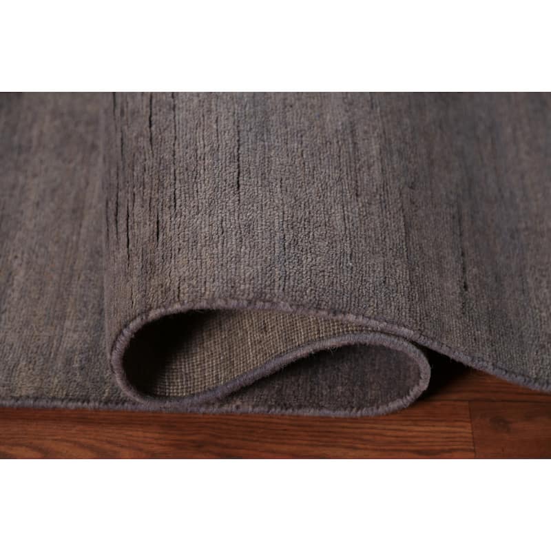 Modern Grey Gabbeh Oriental Area Rug Handmade Wool Carpet - 5'0" x 6'9"
