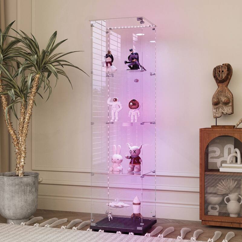 Versatile Tempered Glass Cabinet with Advanced Features for Various Spaces - Black