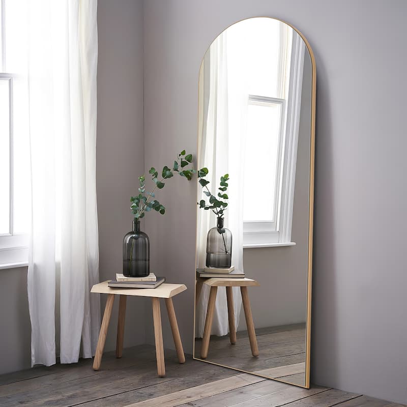 Arched Full Length Standing Floor/ Wall Mirror - 65×22 - Gold