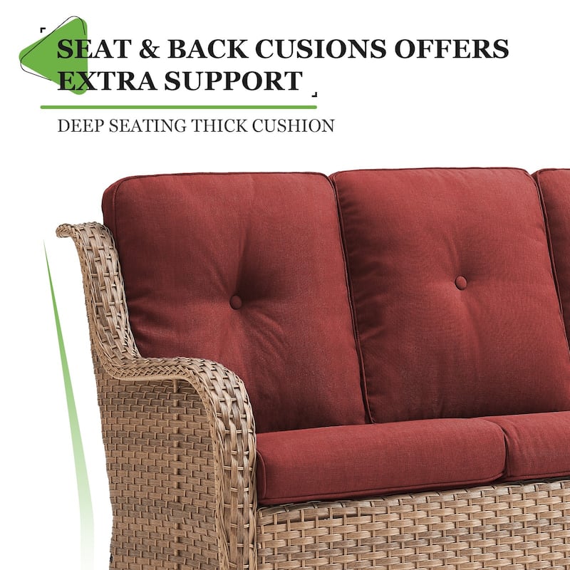 Pocassy Patio Outdoor 3-Seat Sofa with Cushion