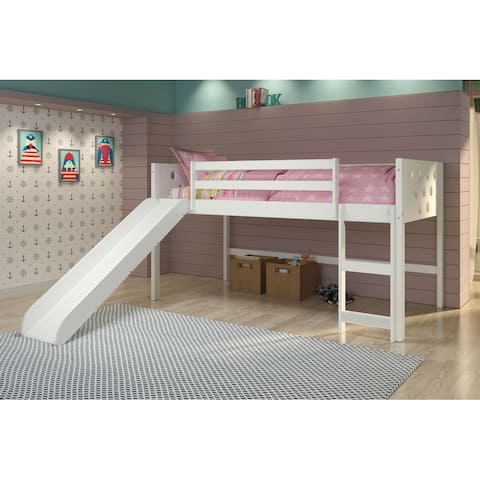 Twin Circles Low Loft with Slide in White