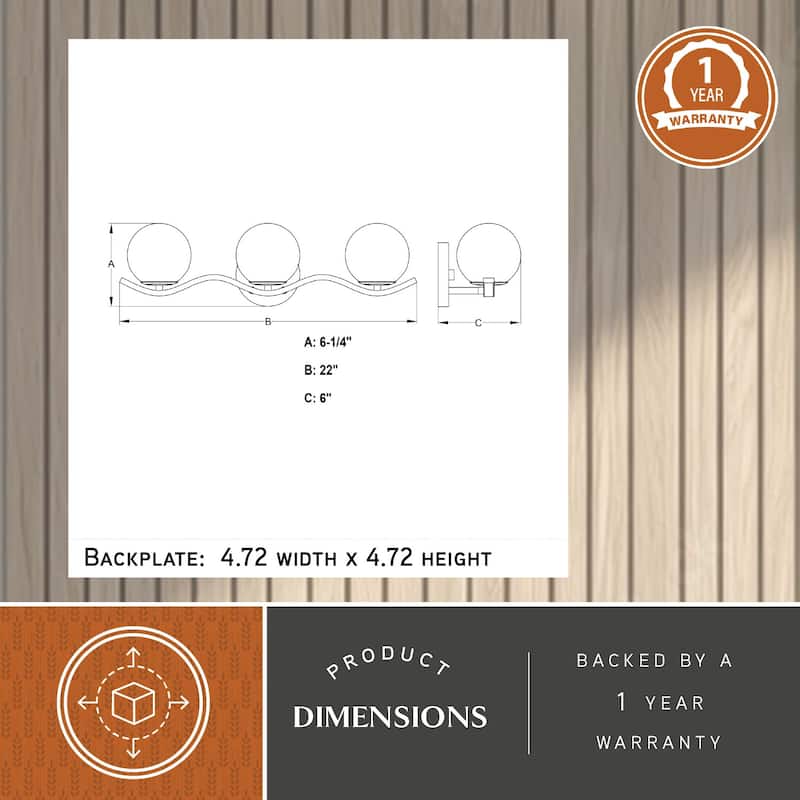 VAXCEL Monticello Bathroom Vanity Lighting Fixture, White Alabaster Glass Globe Shades, Dimmable, Reversible Wall Light