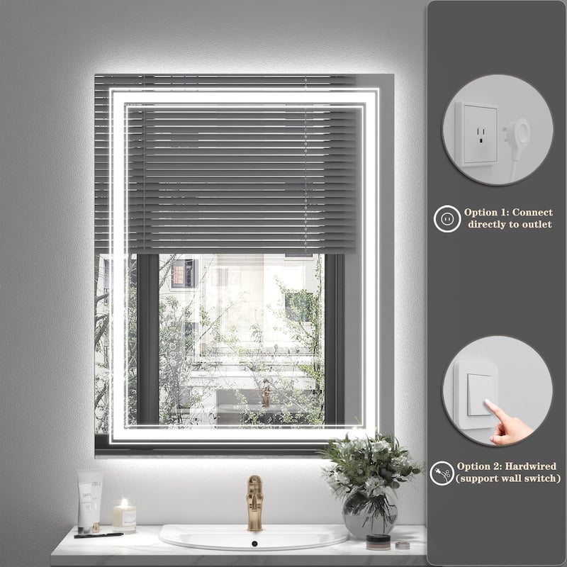 55x30 Inch Frameless LED Bathroom Mirror,Smart Mirror - White