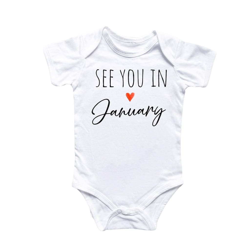 January Baby Announcement - Baby Boy Girl Clothes Infant Bodysuit Funny Cute Newborn