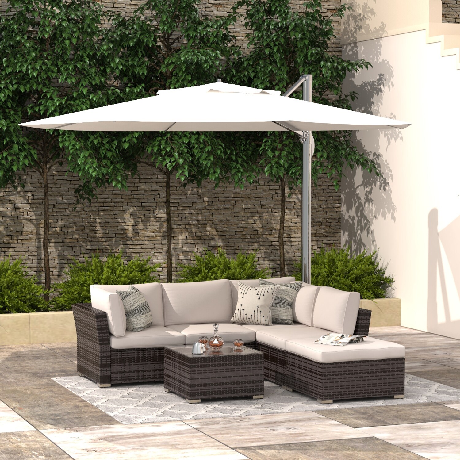 Excited Work Wicker Loveseats Patio Sectional Furniture Corner Sofa All Weather Outdoor Rattan Couch Set Conversation Sets Orange Patio Furniture Accessories Patio Seating