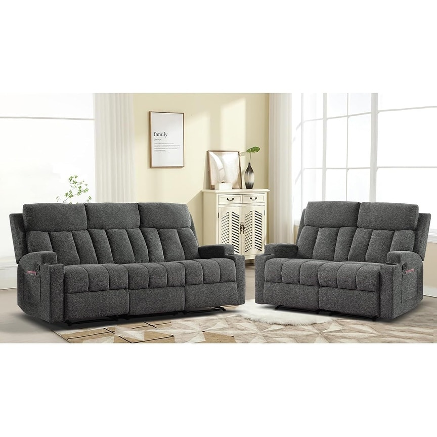 Recliner Sofa for Living Room, Extra Wide Modern Overstuffed 1/2/3 Seat Reclining Manual Sofa Chair