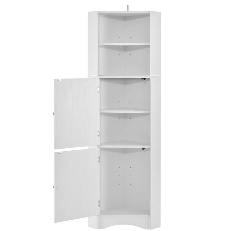 DFStudio - Tall Bathroom Corner Storage Cabinet with Adjustable Shelves, MDF