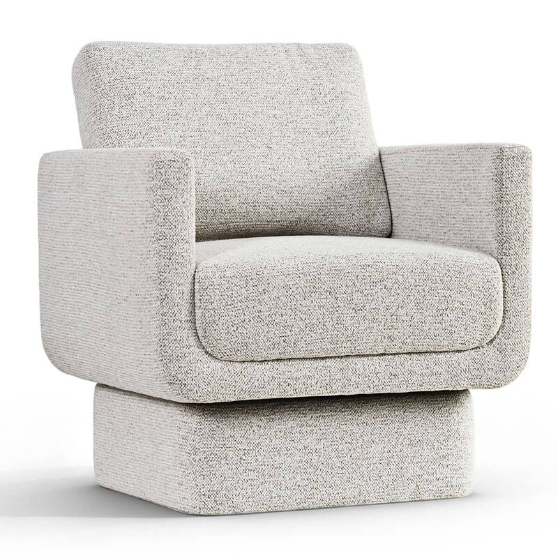Beige Upholstered Swivel Barrel Accent Chair(Set of 2)