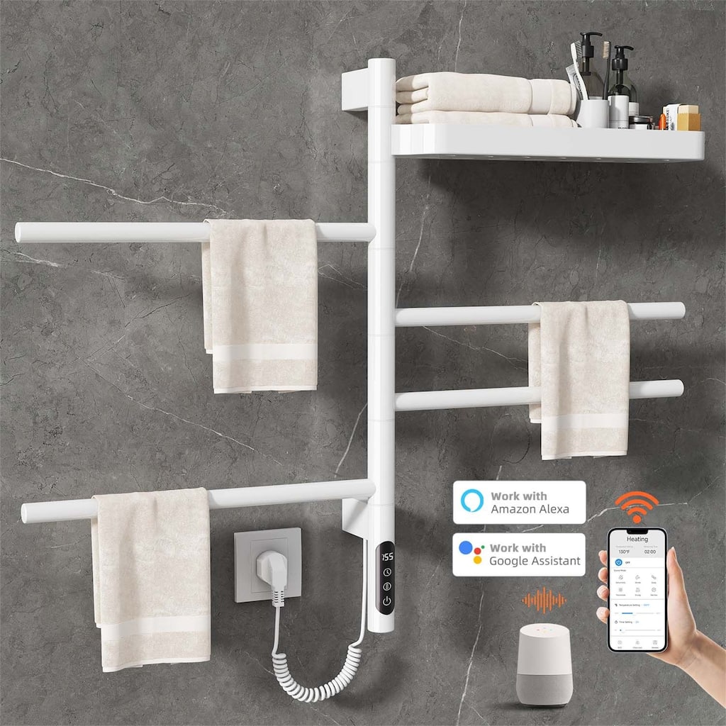Smart Rotating Heated Towel Rack for Bathroom,Towel Warmer