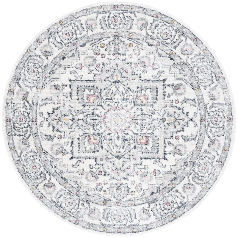 SAFAVIEH Layla Janine Modern Rug - 6'7" Round - Ivory Grey/Charcoal