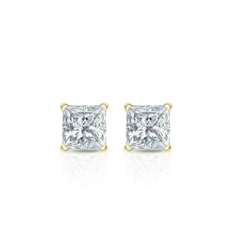Auriya 14-karat Gold Lab Grown 0.30 carat TDW Princess Diamond Stud Earrings 4-Prong Martini Push-back