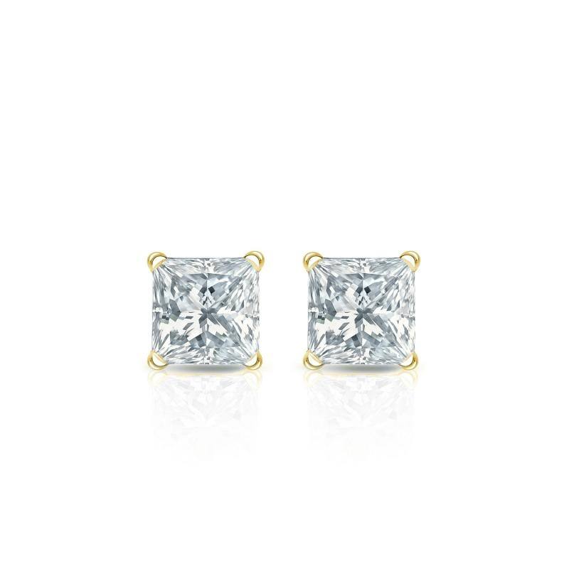 Auriya 18-karat Gold Lab Grown 0.30 carat TDW Princess Diamond Stud Earrings 4-Prong Martini Push-back