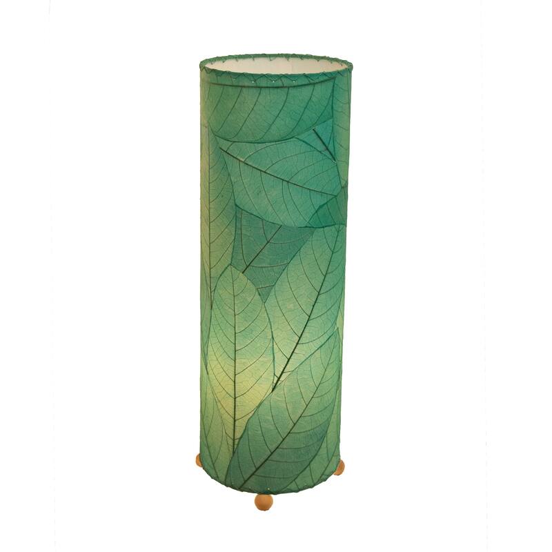Handmade 24 Inch Cocoa Leaf Cylinder Table Lamp, Cocoa Leaves Shade, 8 x 8 x 24 in. - 8 x 8 x 24