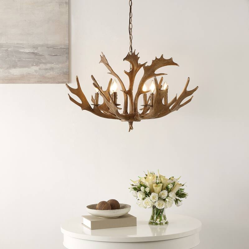 SAFAVIEH Lighting Christie Chandelier - 30" W x 30" D x 25-96" H - Brown