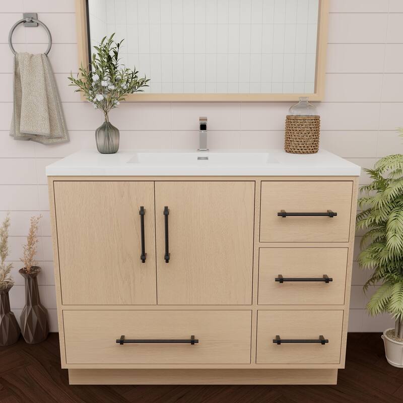 Victoria 42'' R Drawer Freestanding Vanity with Reinforced Acrylic Sink - 41.5