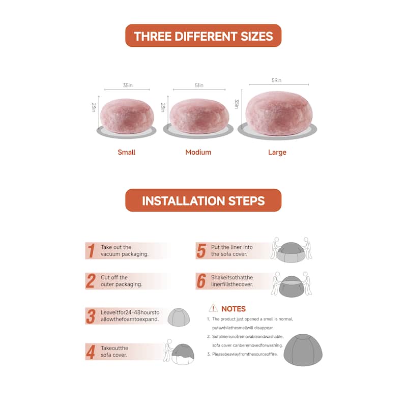 4FT bean bag chair, memory foam filling, adult and teen bean bag chair, soft sofa with removable flannel cover, round sofa