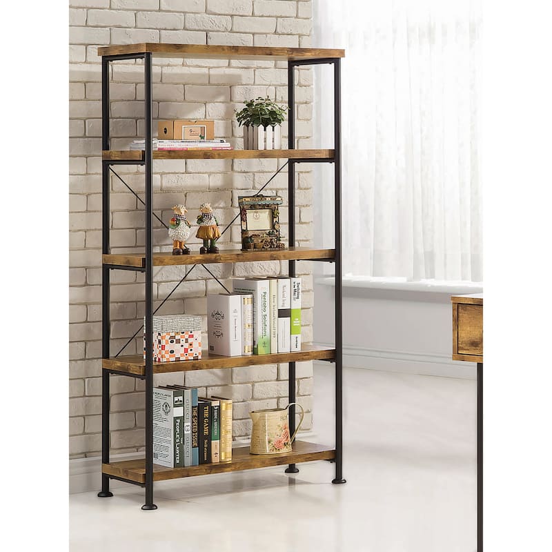 Virginia Industrial 4-shelf Bookcase - Antique Nutmeg
