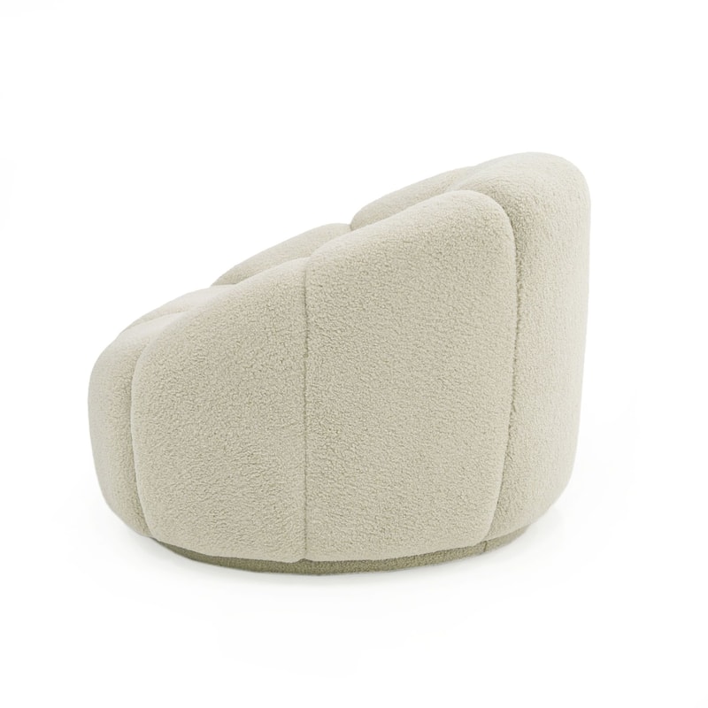 Divani Casa Gadson Contemporary White Sherpa Swivel Chair Accent Chair