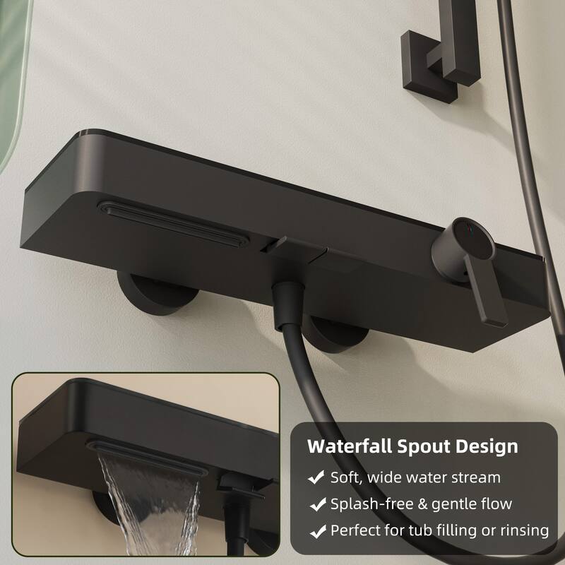 Modland Bathtub Faucet 2-Function Shower System with 3 Modes Handheld Shower,Height Adjustable Shower Slide Bar