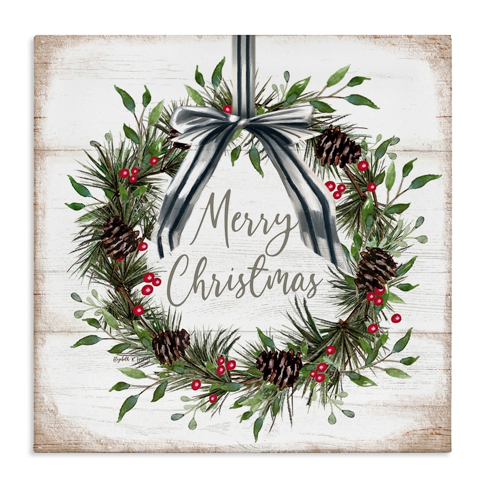 Stupell Rustic Christmas Pinecone Wreath Canvas Wall Art Design By Elizabeth Tyndall