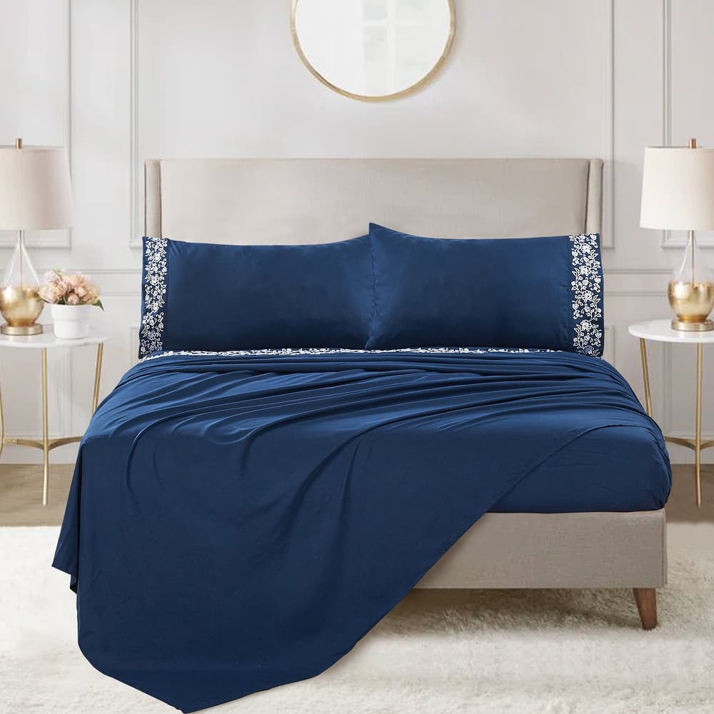 Serenta 4-piece Luxury Embroidered Bed Sheet Set