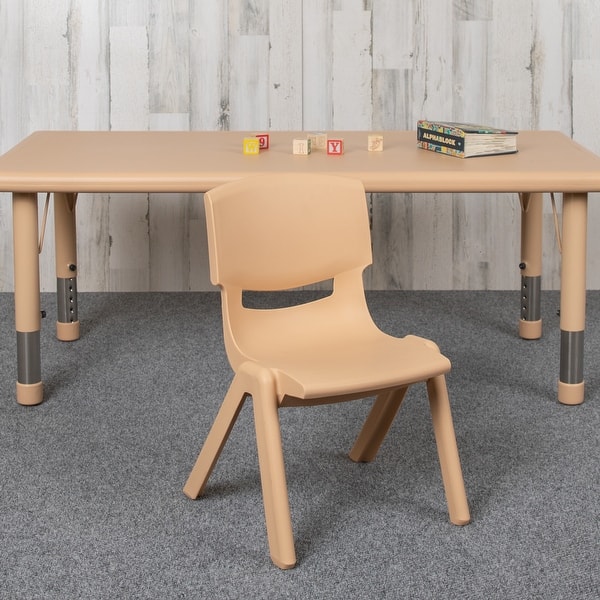 slide 2 of 54, 10PK Plastic Stackable Preschool Chair, 10.5" Seat Height - 14"D x 12.5"W x 20"H Natural