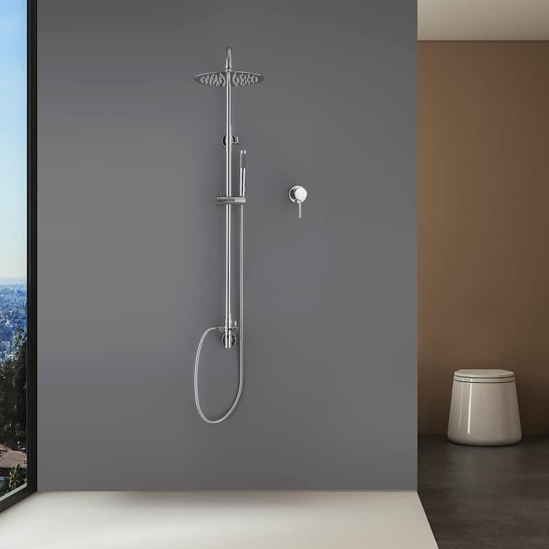 Rbrohant Wall Mounted Exposed Rain Combo Set, Shower System with 10" Showerhead and Handheld Showerhead