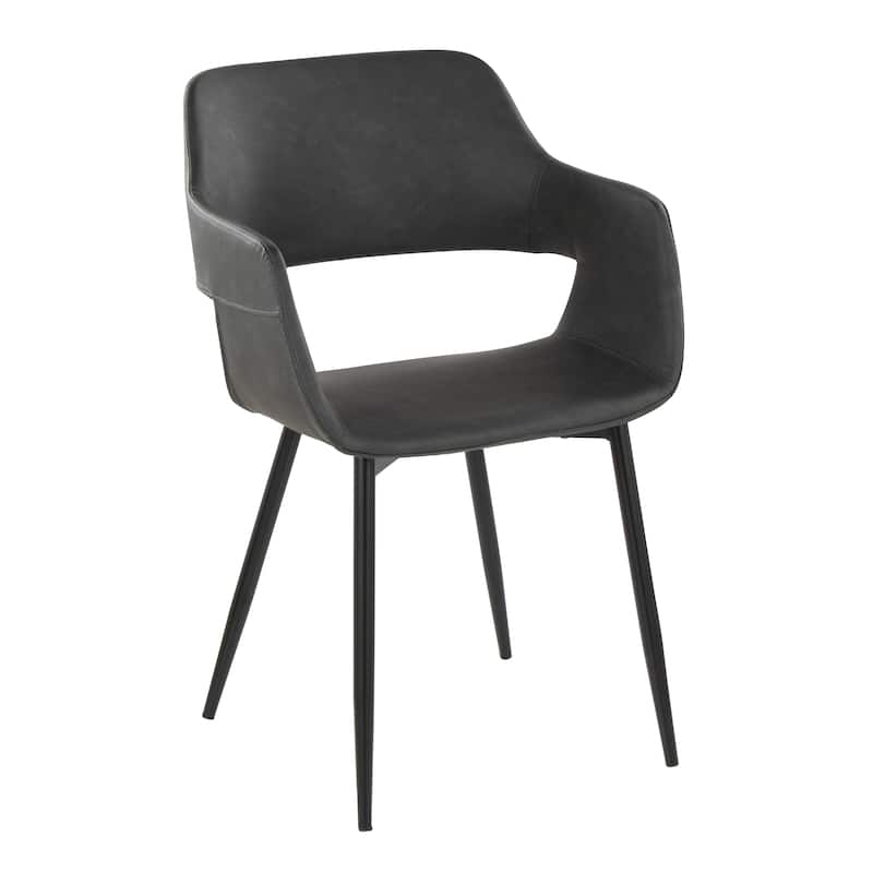 Porch & Den Vallen Dining Chair with Metal Legs (Set of 2) - Grey Faux Leather/Black Metal