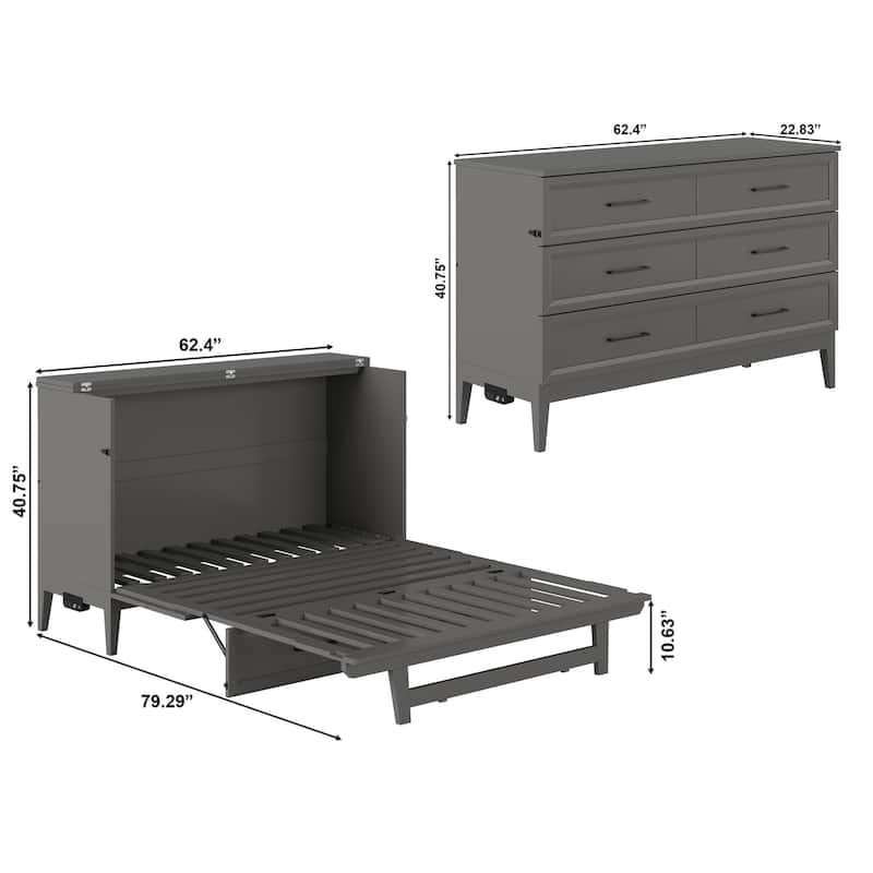 Santa Fe Murphy Bed Chest with Mattress and Built-in Charger