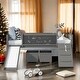 preview thumbnail 49 of 62, Twin size Loft Bed Wood Bed with 2 Storage Boxes,Pine Wood Frame & Double-sided Chalkboard Loft Bed Gray