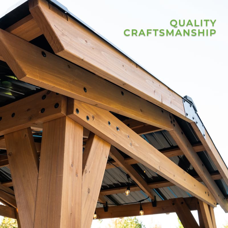 Backyard Discovery Granada 10x9' Cedar BBQ Grill Gazebo w/ Steel Roof