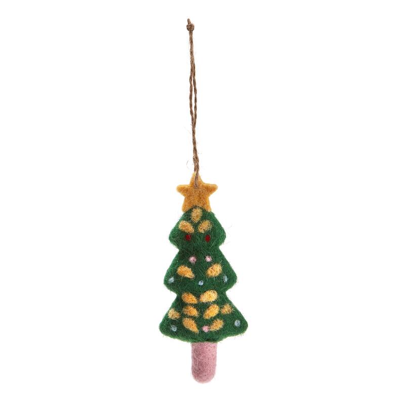 Holiday Handcrafted Felt Tree Ornaments Multicolor Christmas Decor 5.25 in H x 2.5 in L x 2.5 in W Dust Clean