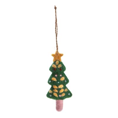 Holiday Handcrafted Felt Tree Ornaments Multicolor Christmas Decor 5.25 in H x 2.5 in L x 2.5 in W Dust Clean