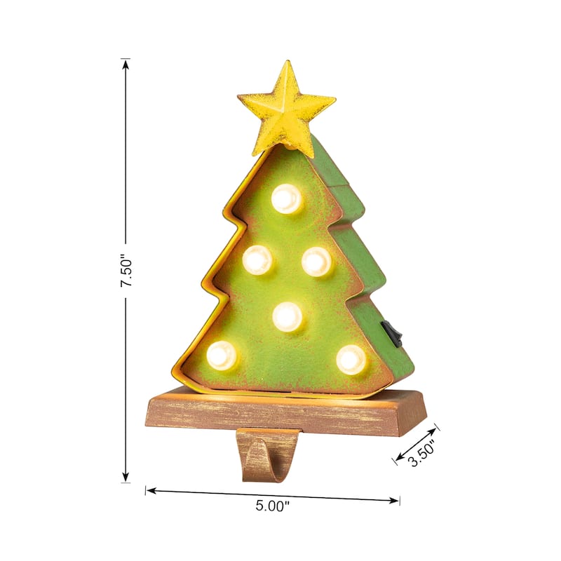 Glitzhome Christmas Marquee LED Star Snowman Tree Gingerbread Stocking Holders Mantel Ornament