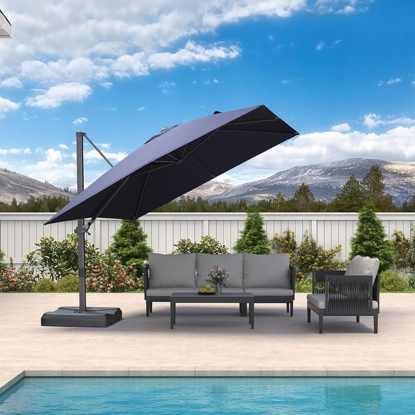 14 foot cantilever patio umbrella PURPLE LEAF Patio Cantilever Umbrella Outdoor Adjustable Offset Umbrellas  with base - On Sale - Bed Bath & Beyond
