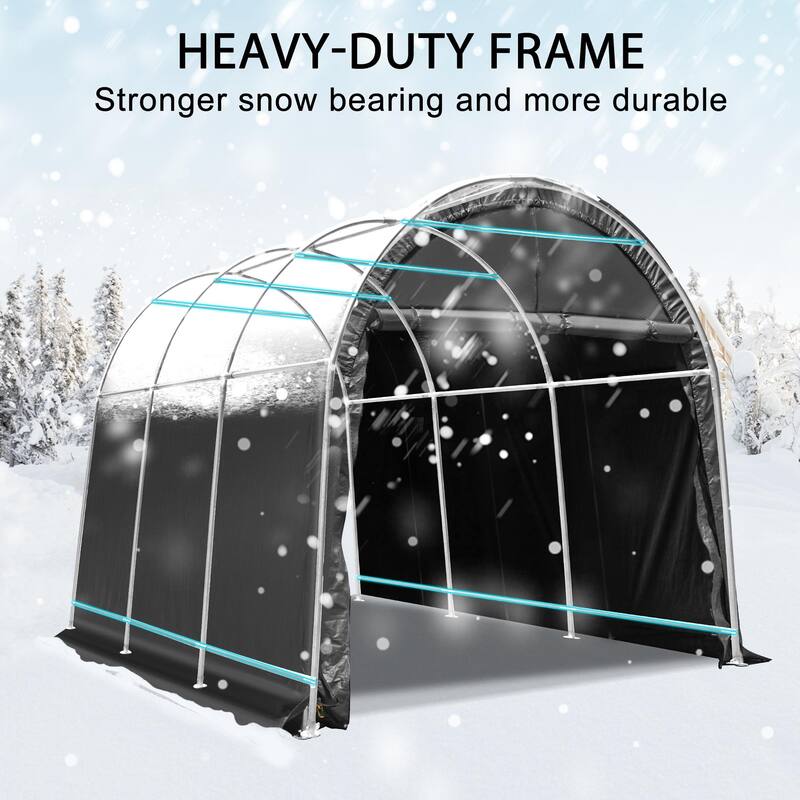 EROMMY Portable Garage, Heavy Duty Carport with All-Steel Metal Frame and Round Style Roof