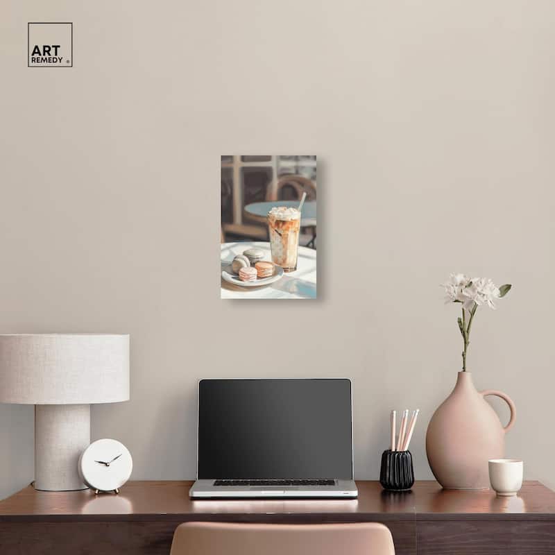 Glam Iced Coffee and Macarons Canvas by Art Remedy, Gallery Wrapped