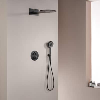 CASAINC 2-function Luxury Thermostatic Dual Shower Faucet Shower System with Waterfall Shower Head