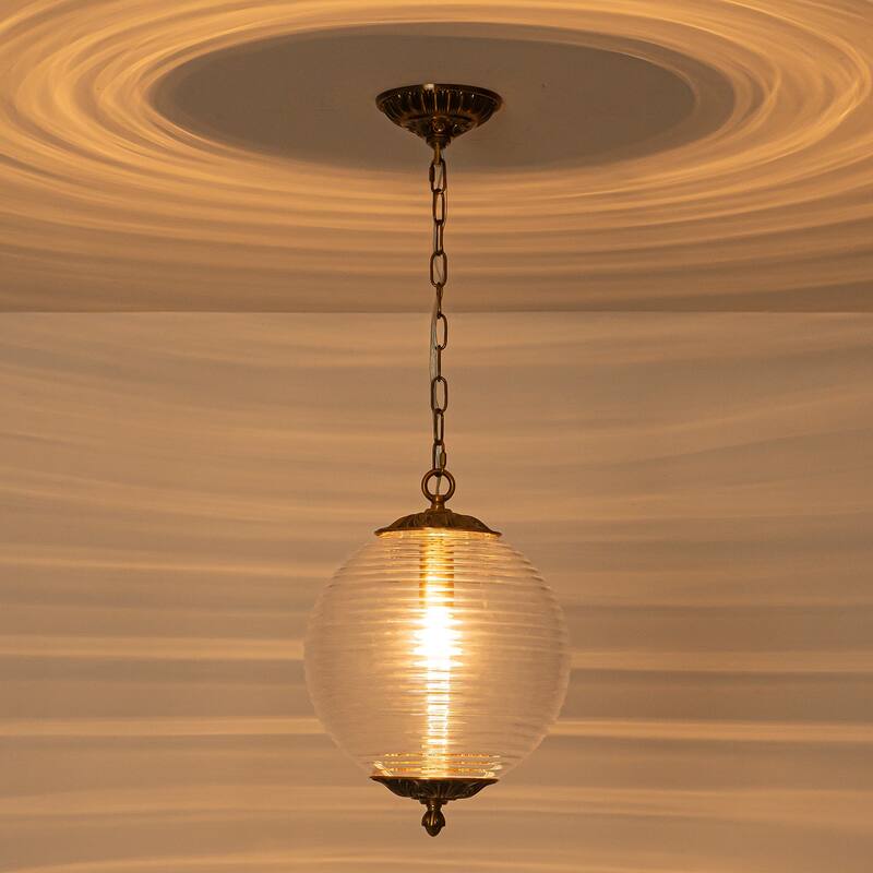 Industrial 1 - Light 11.8" W Retro French Globe Glass Pendant For Kitchen Island