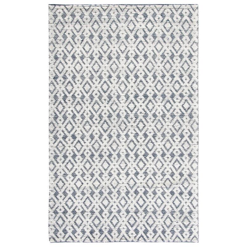 SAFAVIEH Vermont Handmade Meda Geometric Wool Area Rug - 6' Square - Ivory/Navy