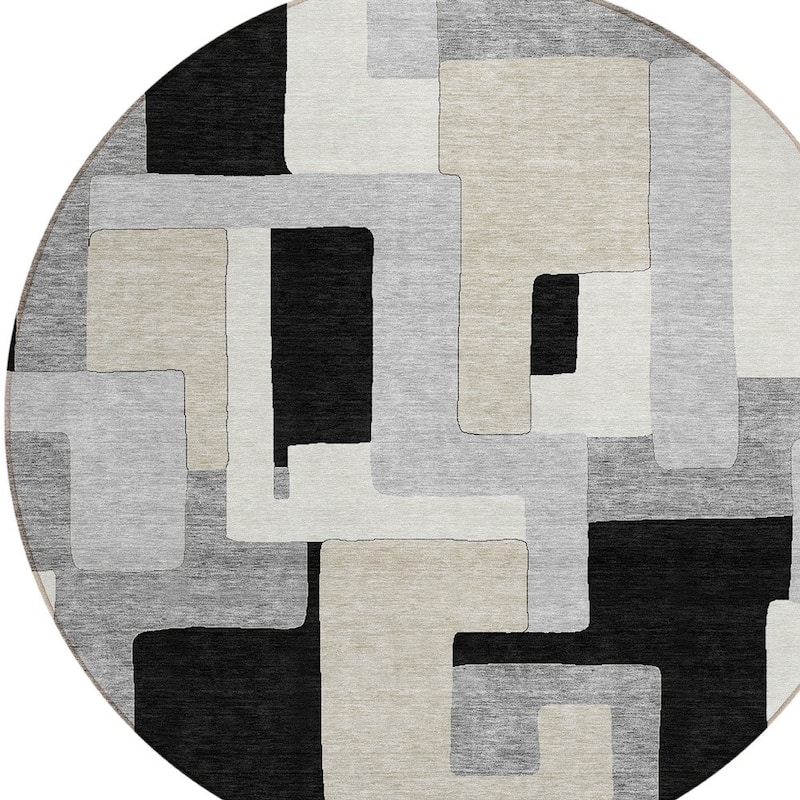 HomeRoots Geometric Transitional Rectangle Outdoor Rug