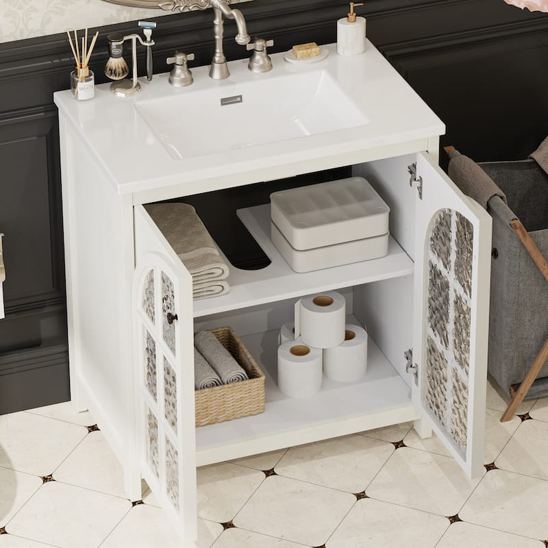 Farmhouse Bathroom Vanity with Ceramic Sink