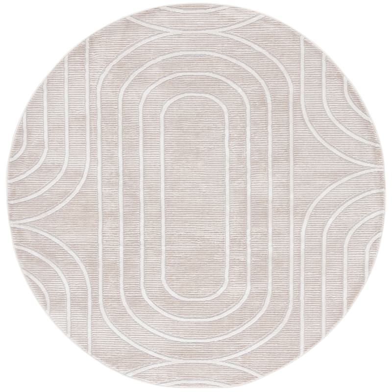 SAFAVIEH Archway Ariadni Modern & Contemporary Rug - 6'7" Round - Beige/Grey
