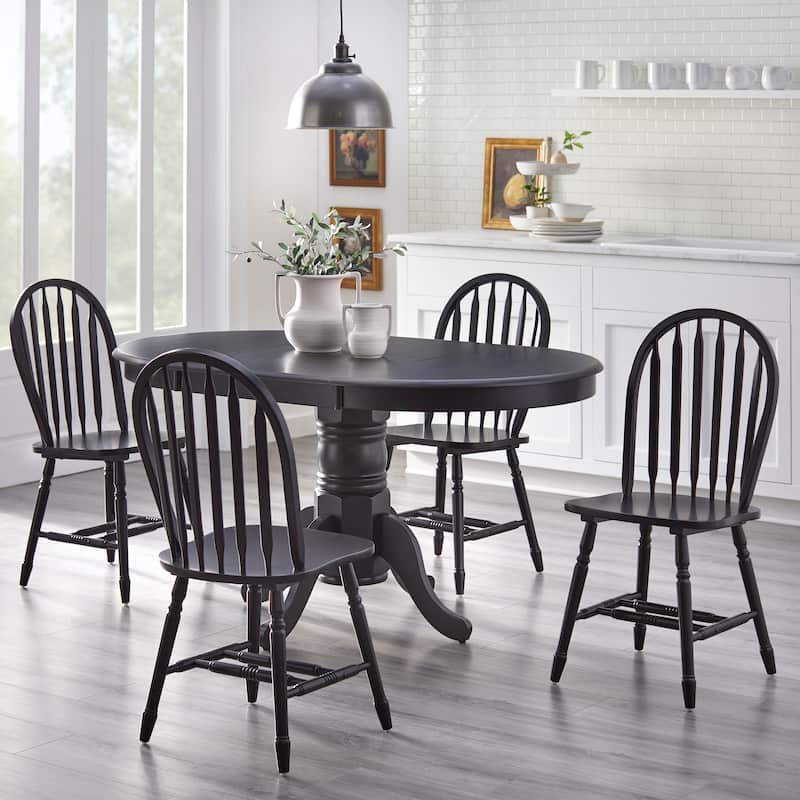 Simple Living Carolina 5-piece Farmhouse Solid Wood Dining Set with Leaf - Matte Black