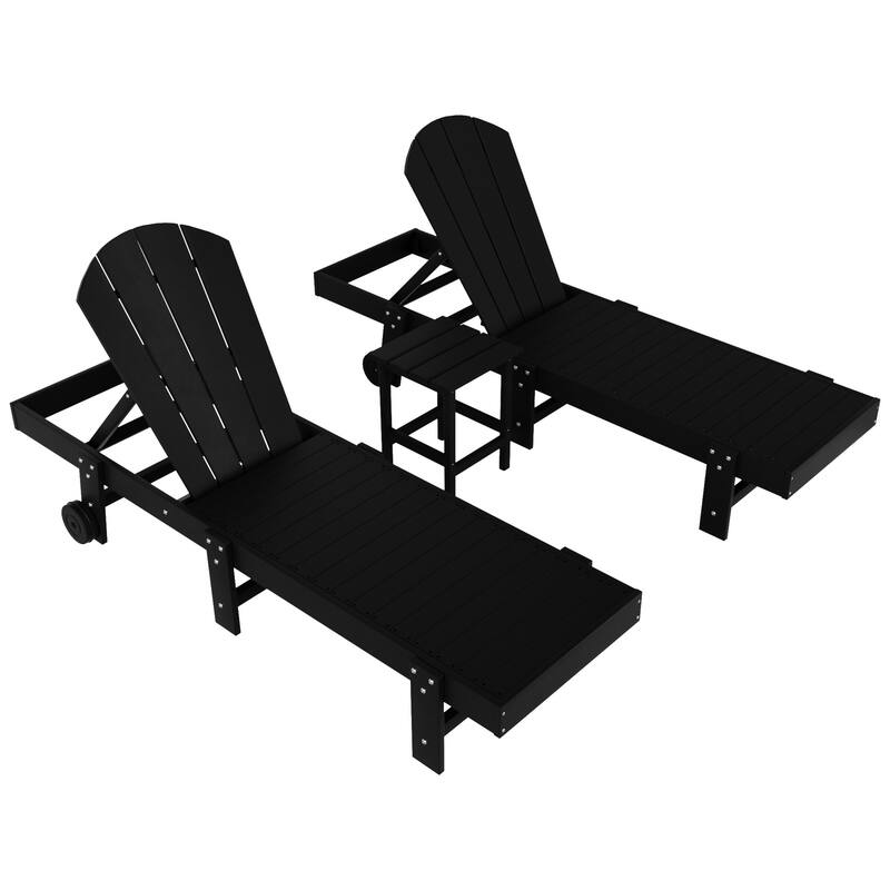 Polytrends Laguna Hdpe All Weather Outdoor Patio Pool Reclining Armless Chaise Lounges (3-Piece Set)