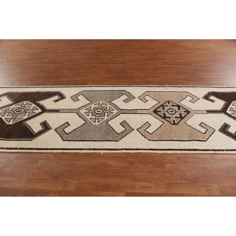 Anatolian Tribal Oriental Runner Rug Handmade Wool Carpet - 3'7"x 11'7"