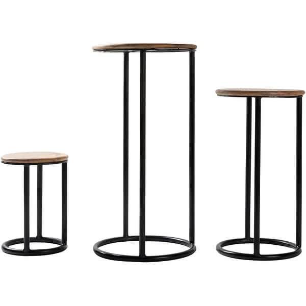 Carbon Loft Auriemma Iron And Wood Handcrafted Nesting Plant Stands Set Of 3 Black Overstock 30548385