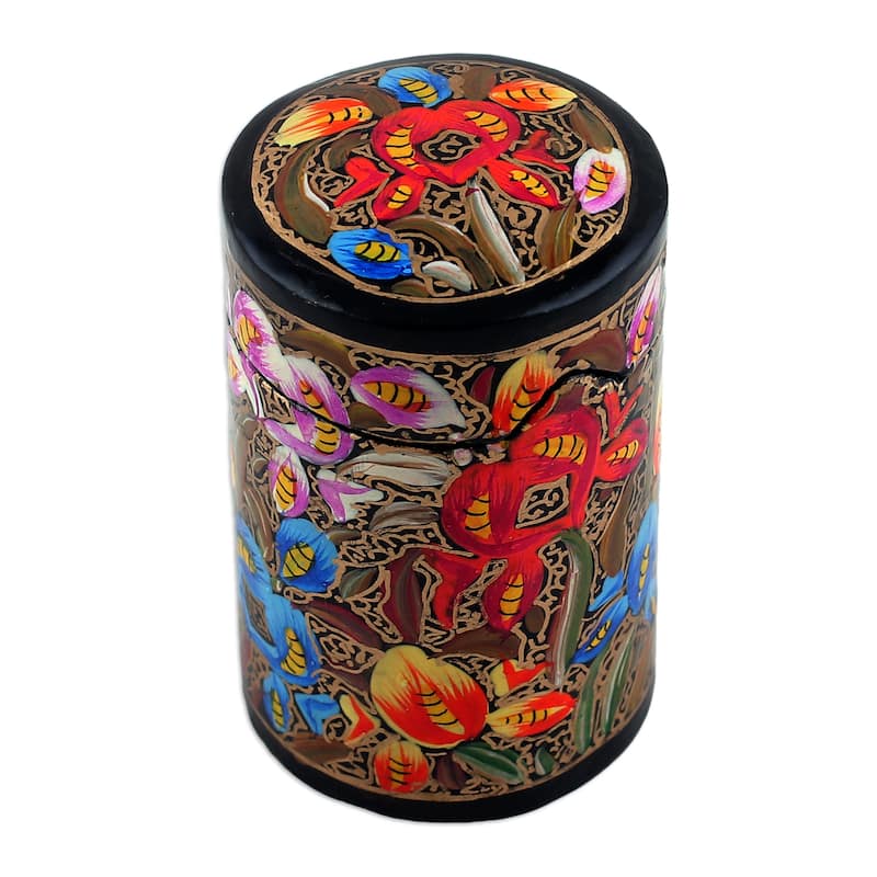 Novica Handmade Floral Grandeur Wood Toothpick Holder