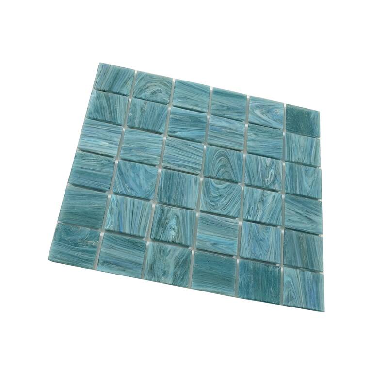 Apollo tile 12" x 12" Celestial Glossy Yale Blue Glass Tile (10 sq ft/case) - 10 Pack