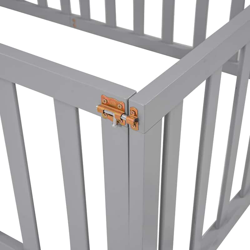 Montessori Twin Floor Bed with Fence and Door - Safe, Fun, and Functional Design for Toddlers